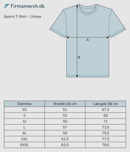 Løbe t-shirt DHL unisex størrelses guide